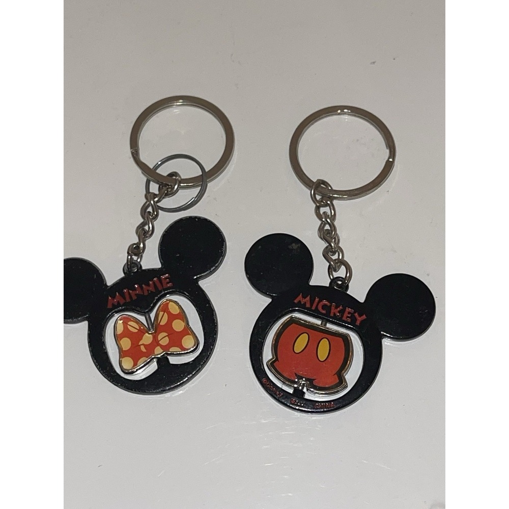 Vintage Disney Mickey &‎ Minnie Mouse Spinning Key Chain souvenir